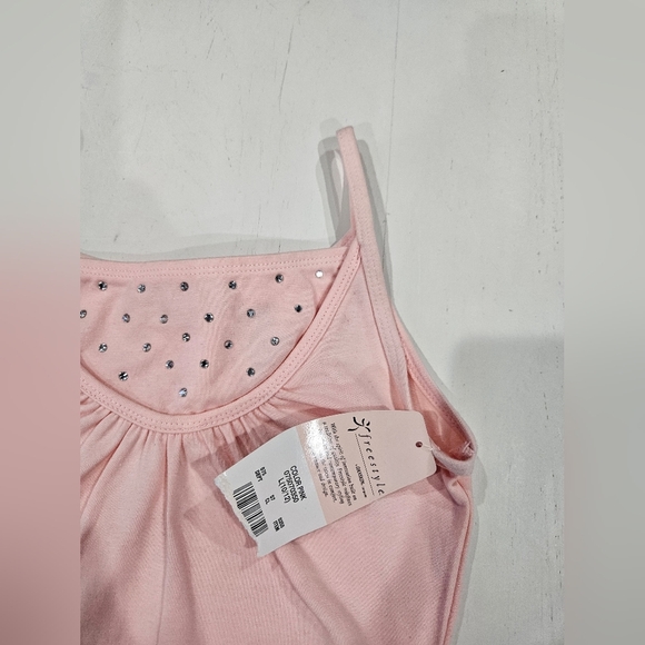 Ballet Dance Freestyle Girls Danskin Leotard. Large 10/12 Baby Pink Rhinestones - Picture 3 of 5